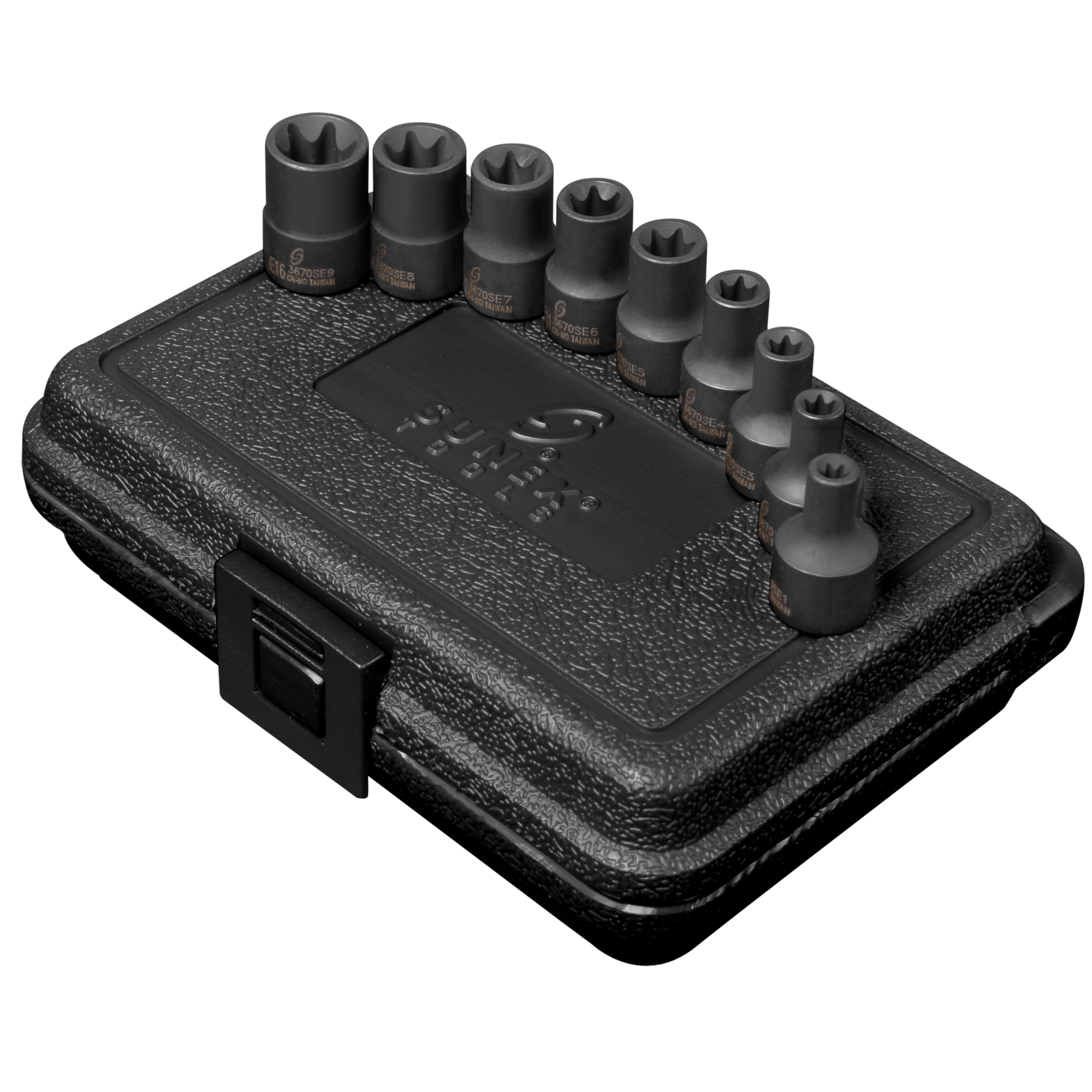Sunex Tools 3/8in. Drive External Star Impact Socket Set — 9-Piece, CR-MO Alloy Steel, Black Phosphate, Model# 3670SE